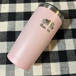 NWT Roots Travel Mug Cup pink rose 20 oz
